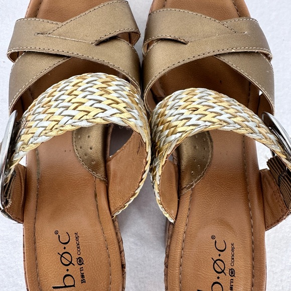 b.o.c Born Concept Jonna Gold Sunbronze Wedge Slide Sandle Size 9M - Picture 12 of 14